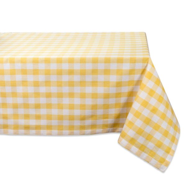 Design Imports 52 x 52 in. Yellow & White Checkers Tablecloth CAMZ36890